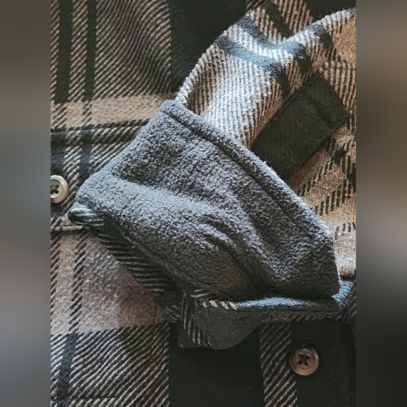 Orvis M Heavy Flannel Shirt Jacket Fleece Lined Cuffs Buffalo Plaid Shacket - Picture 8 of 14